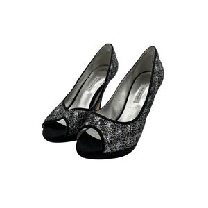 Caparros Shoes Womens Size 8.5 Glitter Peep‎ Toe High Heel Pumps Dressy Formal